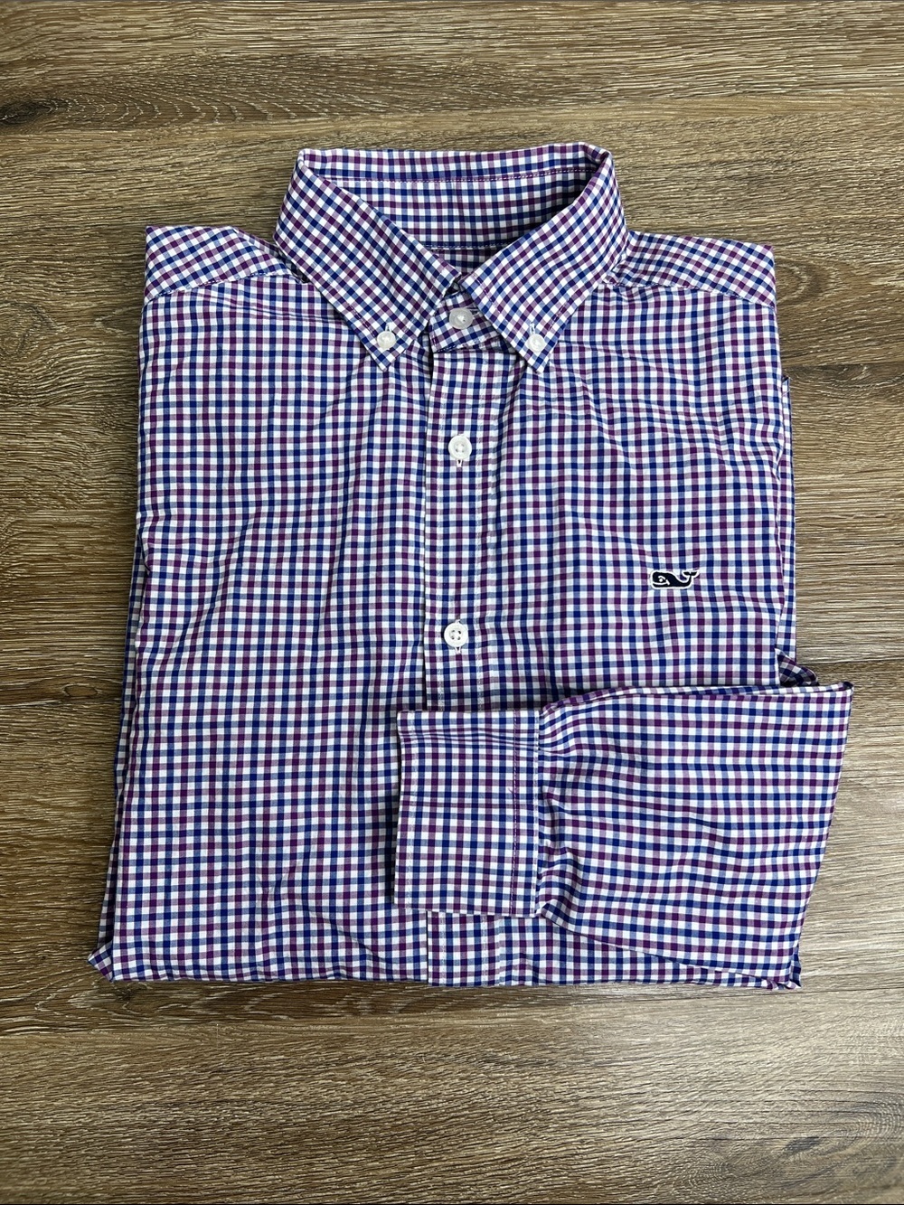 Vineyard Vines Whale Shirt Purple Blue Gingham Button Down XS